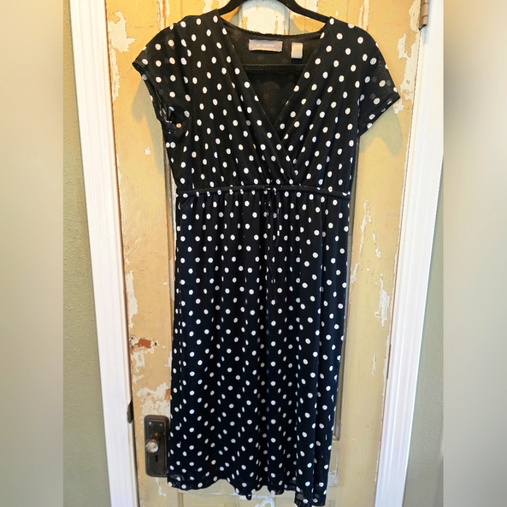 Liz Claiborne Polka Dot Black Dress Size Medium
